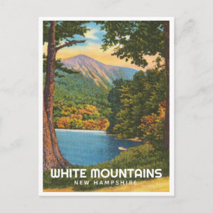 Postal Montañas Blancas, New Hampshire lago vintage
