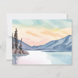 Postal Montañas brumosas | Lago Tahoe Acuarela