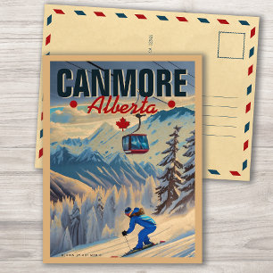 Postal Montañas Canmore Alberta Canadá 1950