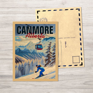 Postal Montañas Canmore Alberta Canadá 1950