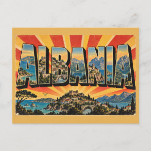 Postal Montañas Costa Lagos Arte de Albania
