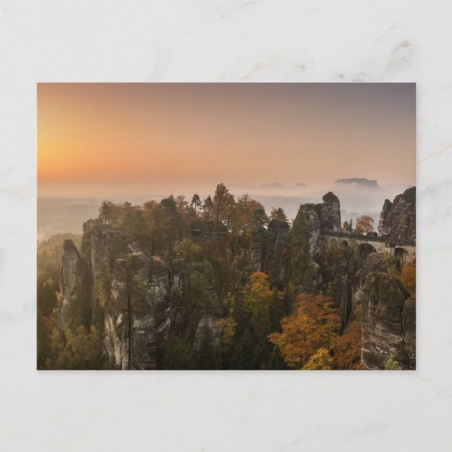 Postal Montañas de arenisca Elba de Alemania Vista del Am (Anverso)