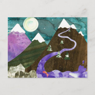 Postal Montañas de canciones nocturnas