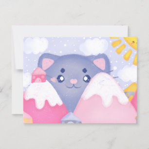 Postal Montañas de Gato y Invierno Con Un Sol Acondiciona