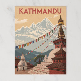 Postal Montañas de Katmandú y banderas de oración