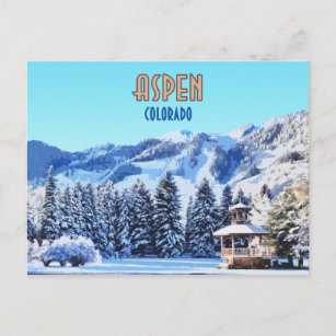 Postal Montañas de la estación de esquí de Aspen Colorado