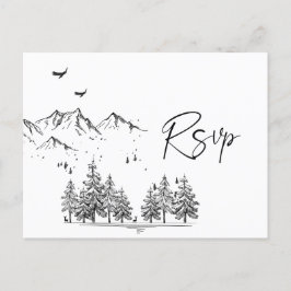 Postal Montañas de la mano Boda Forestal RSVP
