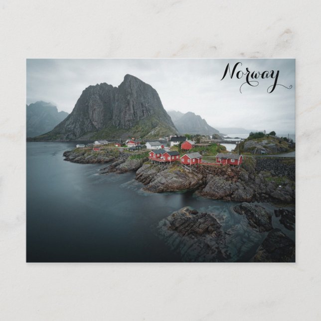 Postal Montañas de las Islas Lofoten de Noruega (Anverso)