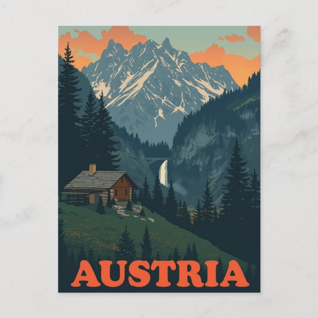 Postal Montañas de los Alpes de Austria antiguas (Anverso)
