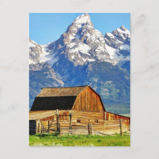 Postal Montañas de los Grandes Tetones de Barns (Anverso)