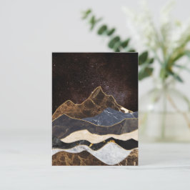 Postal Montañas de mármol abstractas bajo cielo estrellad