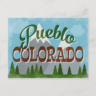 Postal Montañas de nieve de Pueblo Colorado