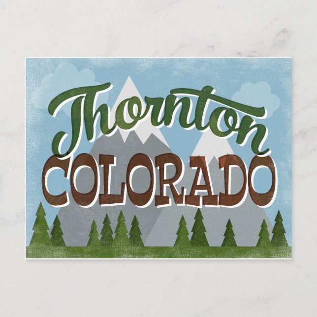 Postal Montañas de nieve de Thornton Colorado (Anverso)