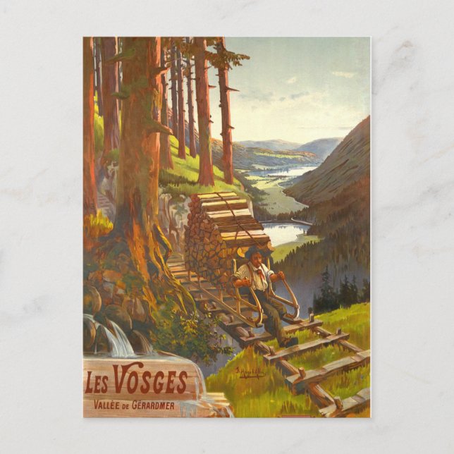 Postal Montañas de Vosgos, Puente de Madera, Francia (Anverso)