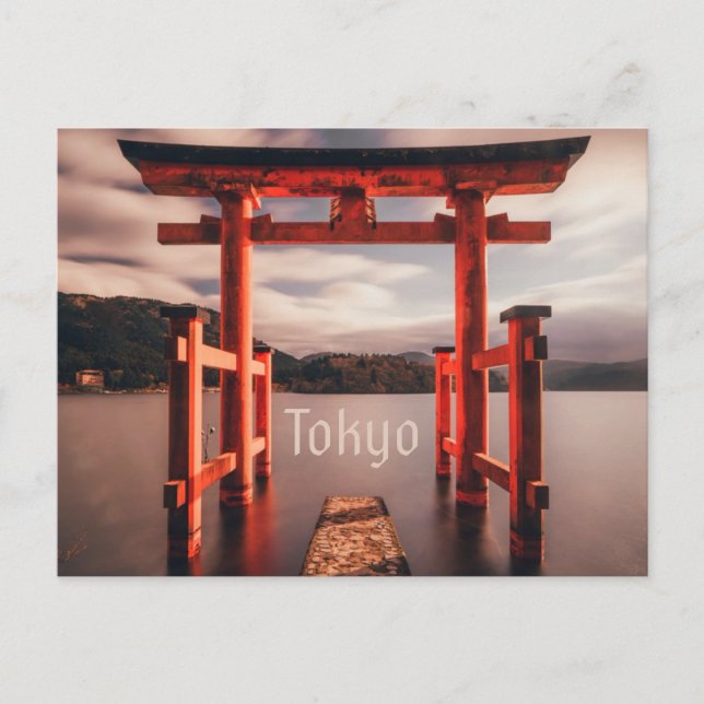 Postal Montañas del Lago de Tokio en Japón (Anverso)