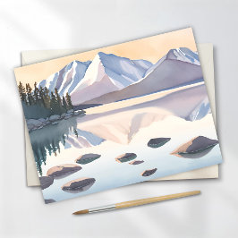 Postal Montañas del lago Tahoe | Paisaje en acuarela