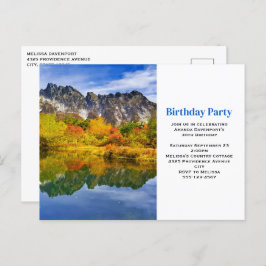 Postal Montañas del país y fiesta de cumpleaños del lago