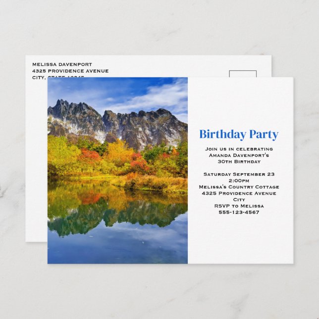 Postal Montañas del país y fiesta de cumpleaños del lago (Anverso / Reverso)