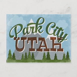 Postal Montañas del Park City Utah Fun Retro Snowy