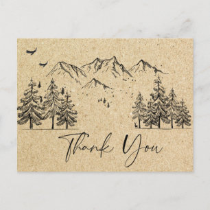 Postal Montañas forestales de papel Kraft simuladas graci