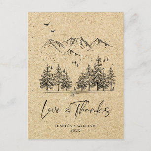 Postal Montañas forestales de papel Kraft simuladas graci