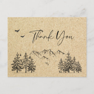 Postal Montañas forestales de papel Kraft simuladas graci