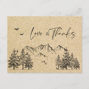 Postal Montañas forestales de papel Kraft simuladas graci