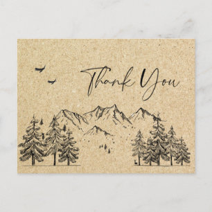Postal Montañas forestales de papel Kraft simuladas graci