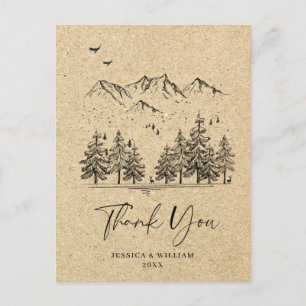 Postal Montañas forestales de papel Kraft simuladas graci