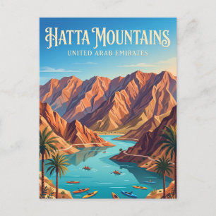 Postal Montañas Hatta y presa Hatta Emiratos Árabes Unido