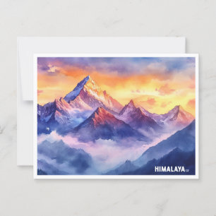 Postal Montañas Himalaya Sunrise acuarela