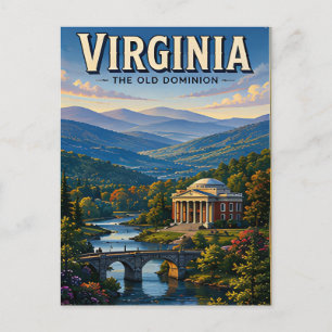 Postal Montañas históricas de belleza de Blue Ridge de Vi