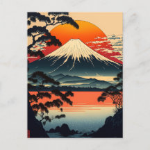 Montañas japonesas Ukiyo e ilustracion