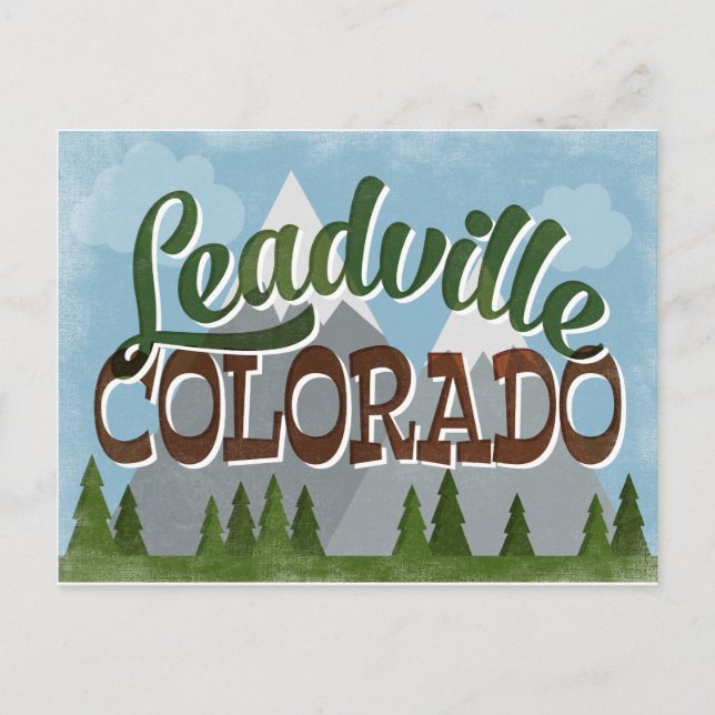Postal Montañas Leadville Colorado Fun Retro Snowy (Anverso)