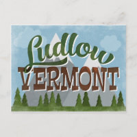 Montañas Ludlow Vermont Fun Retro Snowy