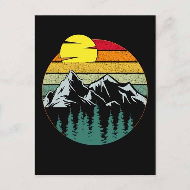 Postal Montañas minimalistas Acampada natural (Anverso)
