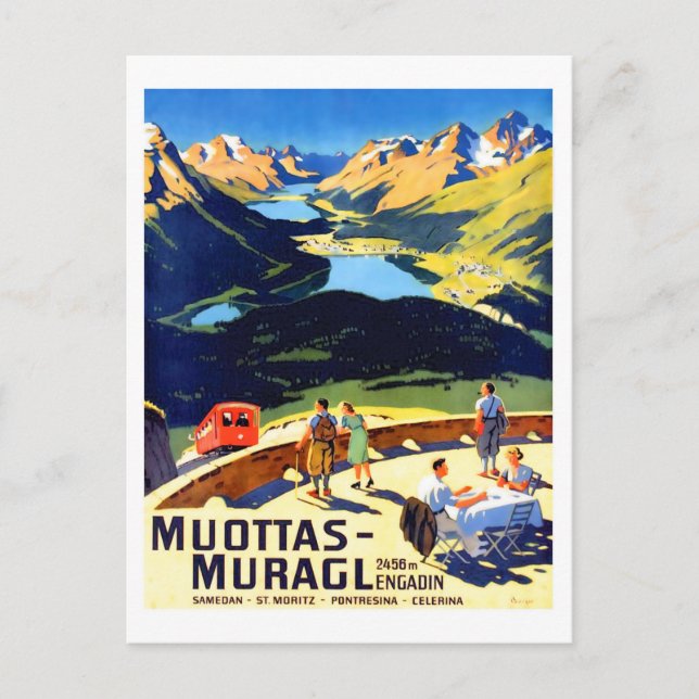 Postal Montañas Muragl de Muottas, Suiza (Anverso)