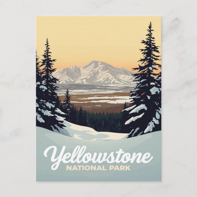 Postal Montañas nevadas de Yellowstone en invierno (Anverso)