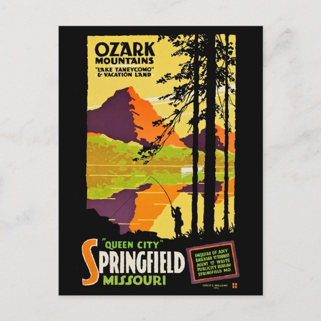 Postal Montañas Ozark y Springfield, Misuri (Anverso)