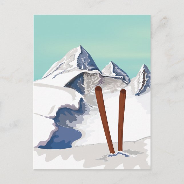 Postal Montañas para esquiar (Anverso)
