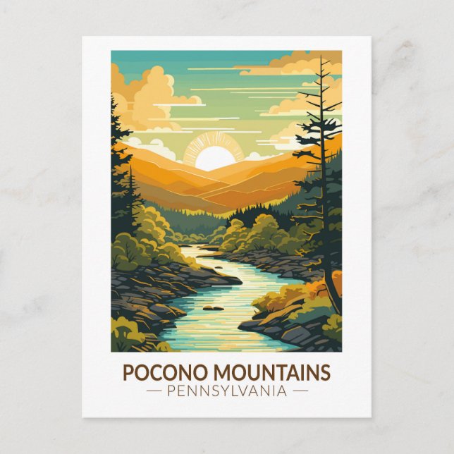 Postal Montañas Pocono Pennsylvania Viajes de arte (Anverso)