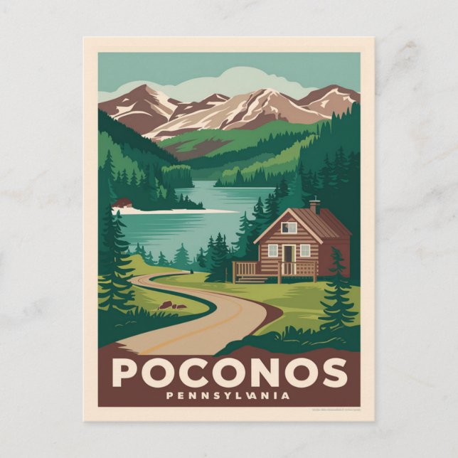 Postal Montañas Pocono Pensilvania (Anverso)