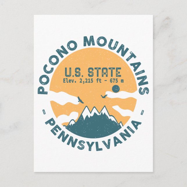 Postal Montañas Pocono Pensilvania - Retro Souvenirs (Anverso)