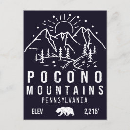 Postal Montañas Poconos Retro Pennsylvania Minimalistas