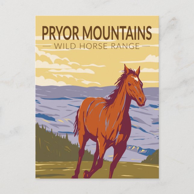 Postal Montañas Pryor Vintage (Anverso)