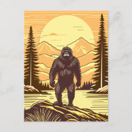 Postal Montañas Retro Bigfoot Vintage Sasquatch