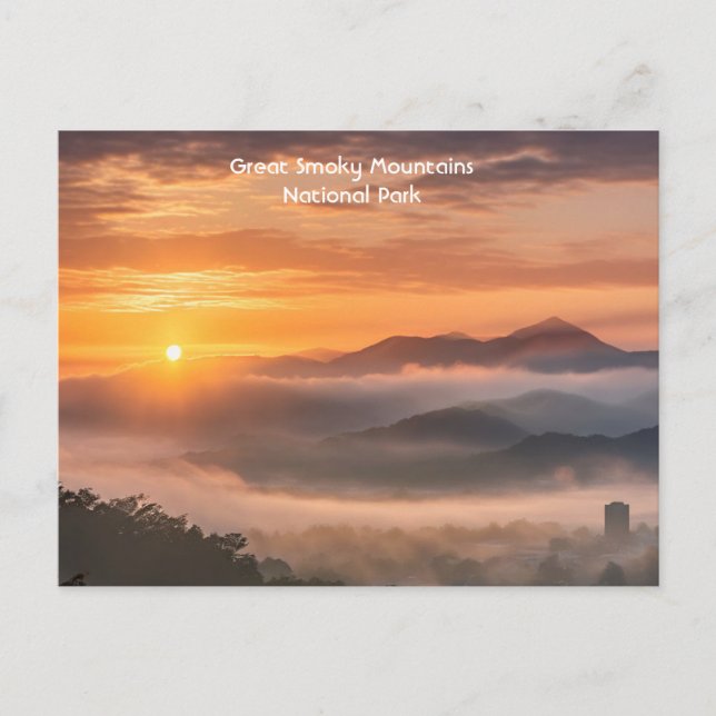 Postal Montañas Smokey vistas desde Knoxville, Tennessee (Anverso)