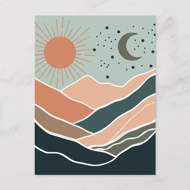 Postal Montañas Sun y Moon (Anverso)