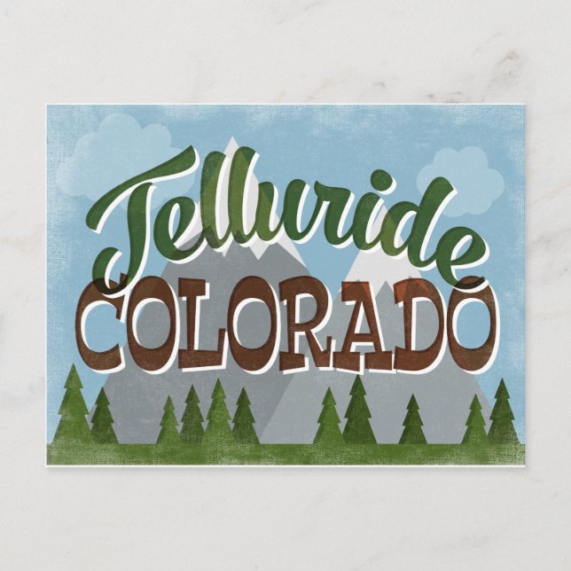 Postal Montañas Telluride Colorado Fun Retro Snowy (Anverso)