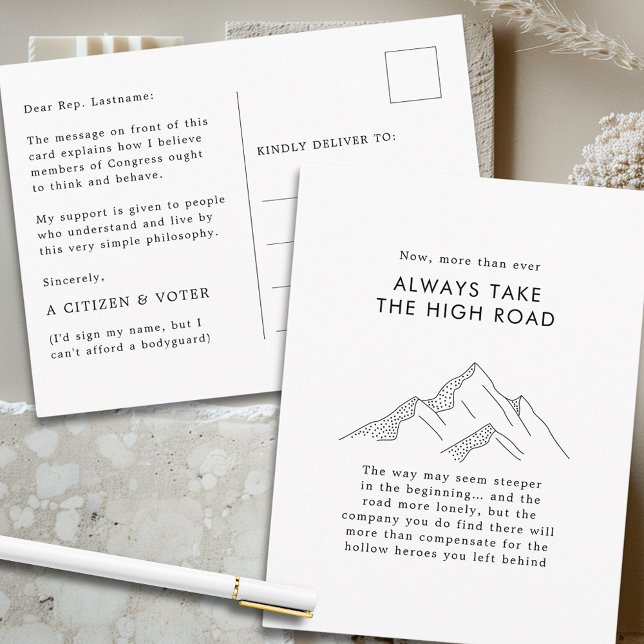 Postal Montañas toman el camino alto para el Congreso (Take the High Road Abstract Mountains Postcard for Congress Revised for Safety)